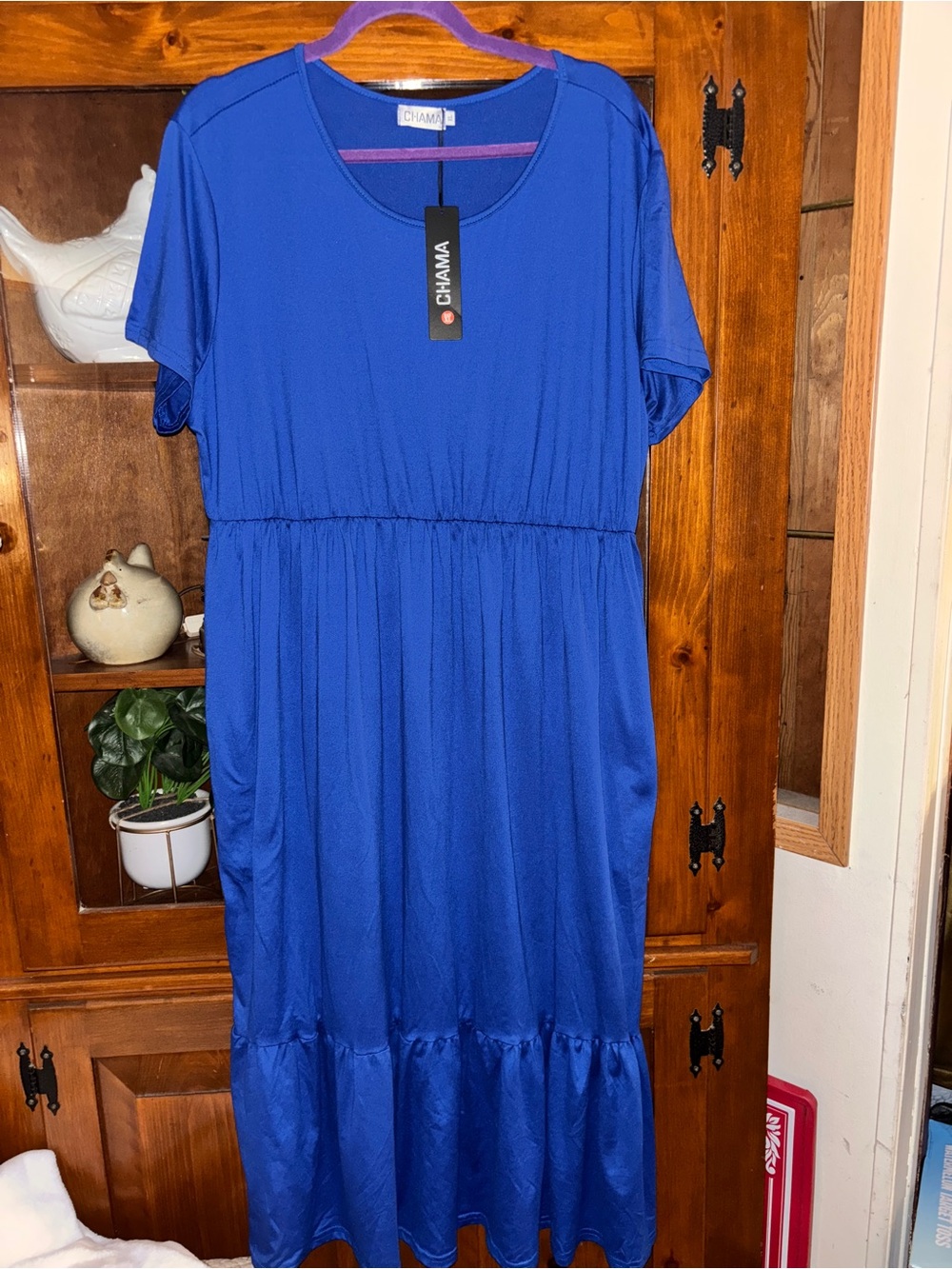 Chama XL Royal Blue Short-Sleeve Maxi Dress-NWT
